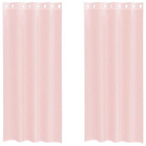 Gordijnen voile met doorvoertules 2 st 140x225 cm lichtroze 2