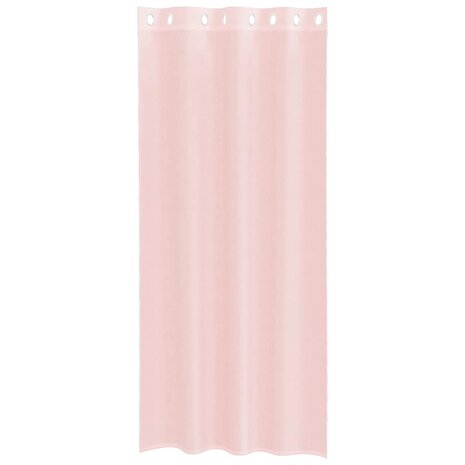 Gordijnen voile met doorvoertules 2 st 140x225 cm lichtroze 4