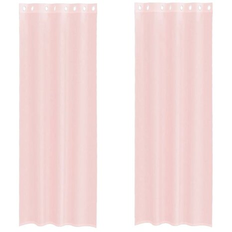 Gordijnen voile met doorvoertules 2 st 140x300 cm lichtroze 2