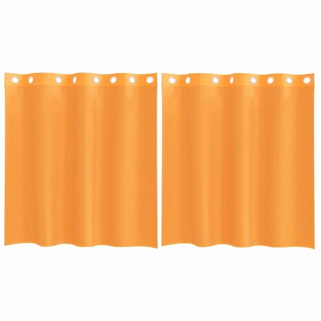 Gordijnen voile met doorvoertules 2 st 140x140 cm oranje 2