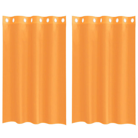 Gordijnen Voile met doorvoertules 2 st 140x175 cm oranje 2