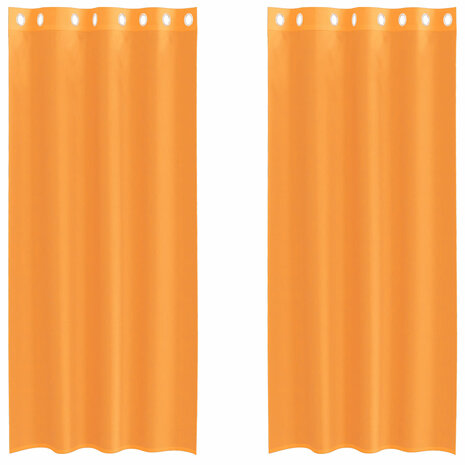 Gordijnen voile met doorvoertules 2 st 140x245 cm oranje 2