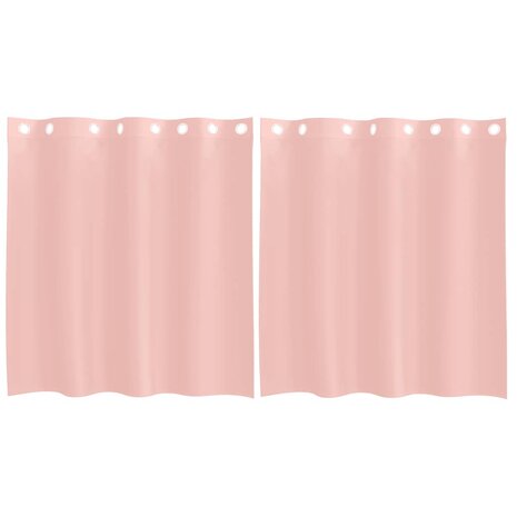 Gordijnen voile met doorvoertules 2 st 140x140 cm roze 2