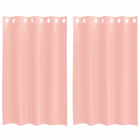 Gordijnen voile met doorvoertules 2 st 140x175 cm roze 2