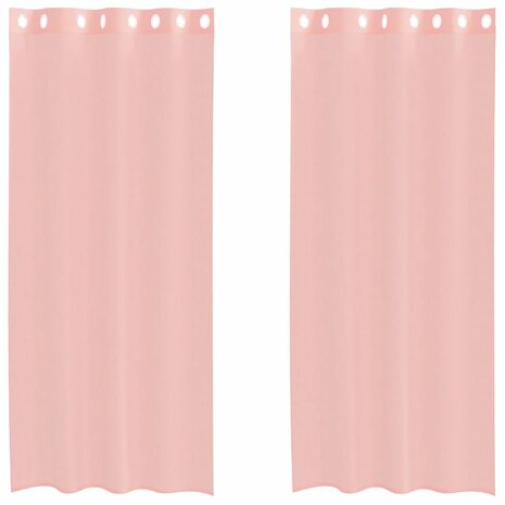 Gordijnen met doorvoertules 2 st 140x225 cm roze 2