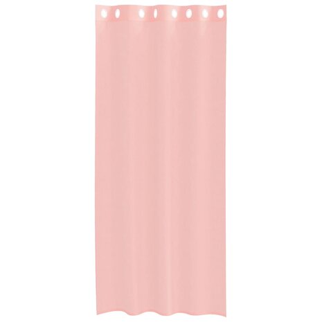 Gordijnen voile met doorvoertules 2 st 140x245 cm roze 4