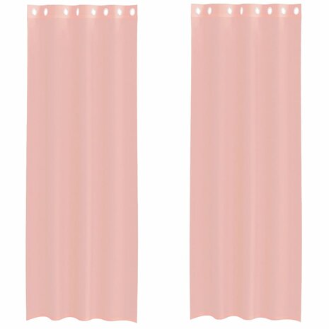 Gordijnen Voile met doorvoertules 2 st 140x260 cm roze 2