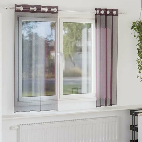 Gordijnen Voile met doorvoertules 2 st paars 140x140 cm 1