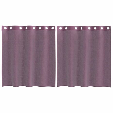 Gordijnen Voile met doorvoertules 2 st paars 140x140 cm 2