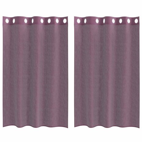 Gordijnen Voile met doorvoertules 2 st 140x175 cm paars 2