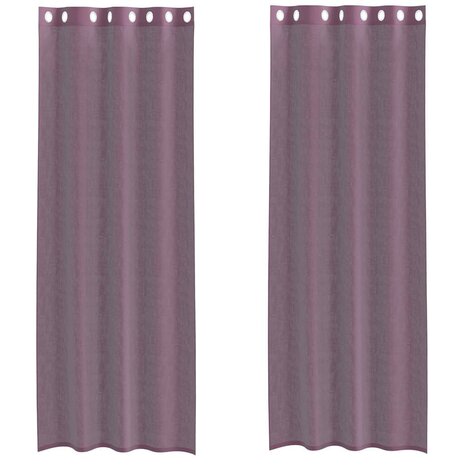 Gordijnen voile met doorvoertules 2 st paars 140x260 cm 2
