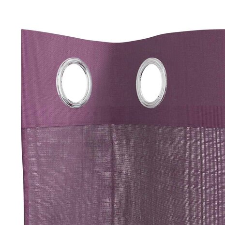 Gordijnen voile met doorvoertules 2 st paars 140x260 cm 5