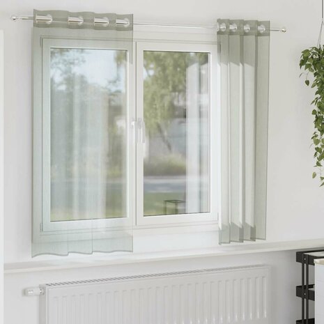 Gordijnen voile met doorvoertules 2 st 140x140 cm lichtgrijs 1