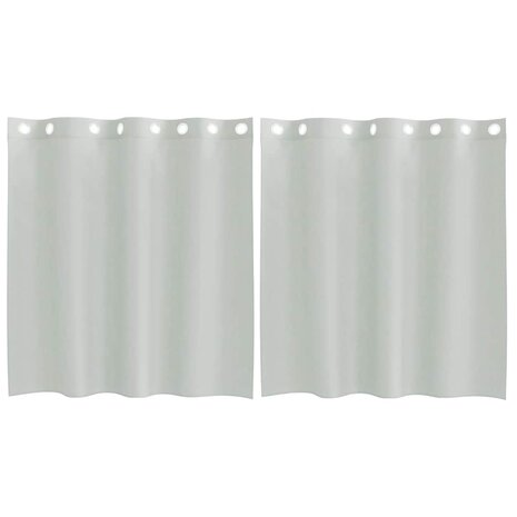 Gordijnen voile met doorvoertules 2 st 140x140 cm lichtgrijs 2