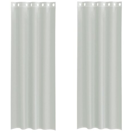 Gordijnen voile met doorvoertules 2 st 140x260 cm lichtgrijs 2