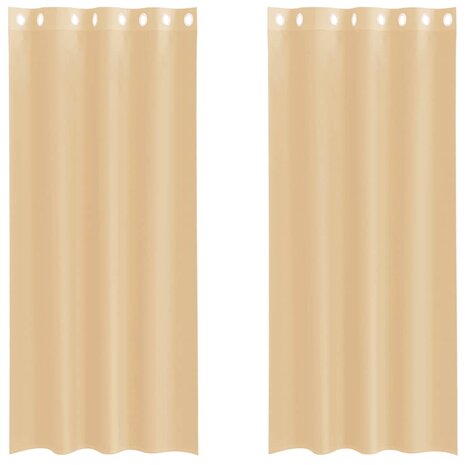 Gordijnen Voile met doorvoertules 2 st zand 2