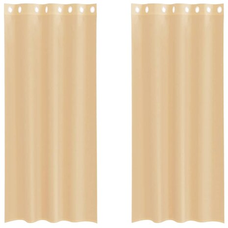 Gordijnen Voile met doorvoertules 2 st zand 2