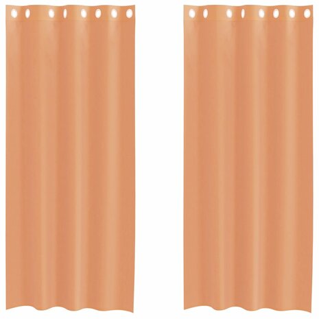 Gordijnen voile met doorvoertules 2 st terracotta 2