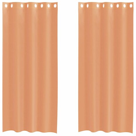 Gordijnen voile met doorvoertules 2 st terracotta 2