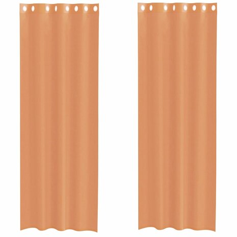 Gordijnen voile met doorvoertules 2 st terracotta 2