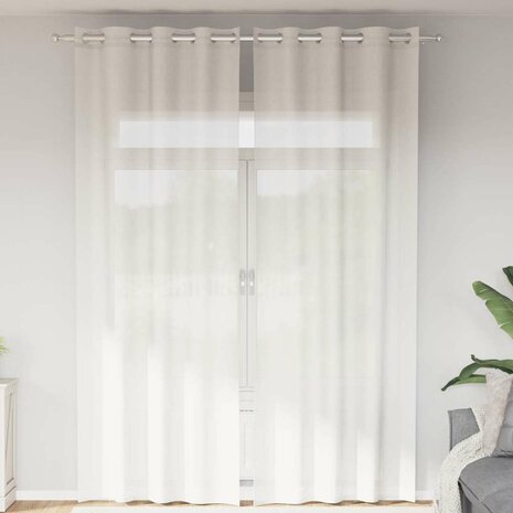 Gordijnen voile met doorvoertules 2 st wit 1