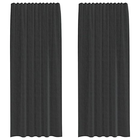 Gordijnen voile met roedezakken 2 st zwart 2
