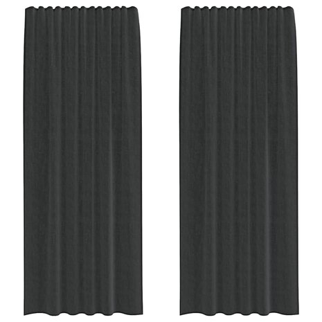 Gordijnen voile met roedezakken 2 st zwart 2
