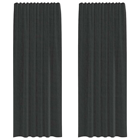 Gordijnen voile met roedezakken 2 st zwart 2