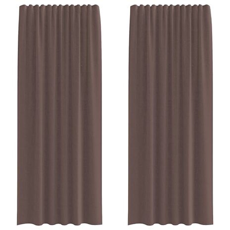 Gordijnen voile met roedezakken 2 st bruin 2