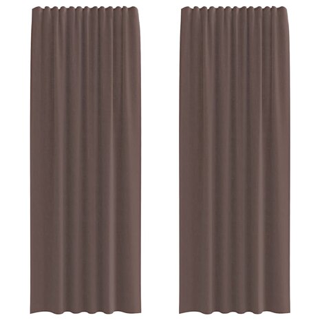 Gordijnen voile met roedezakken 2 st bruin 2