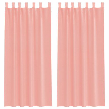Gordijnen voile met roedezakken 2 st roze 2