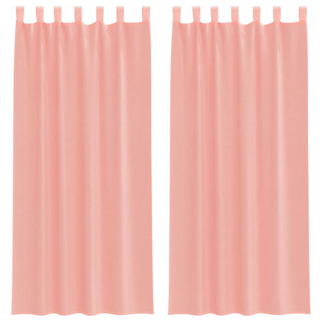 Gordijnen voile met roedezakken 2 st roze 2