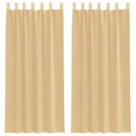 Gordijnen voile met roedezakken 2 st zand 2