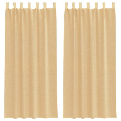 Gordijnen voile met roedezakken 2 st zand 2