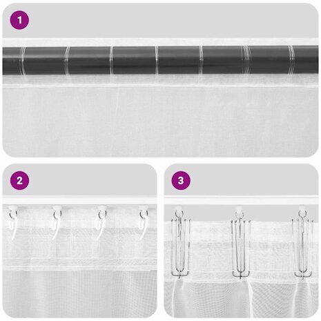 Gordijnen voile met tab top 2 st bruin 7