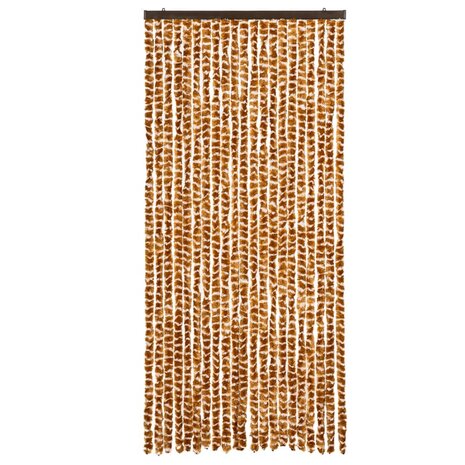 Vliegengordijn 90x200 cm chenille okerkleurig en wit 3