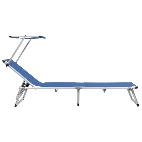 Ligbed inklapbaar met dak aluminium en textileen blauw 3