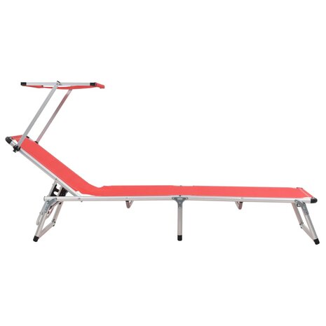 Ligbed inklapbaar met dak aluminium en textileen rood 3