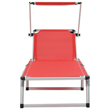 Ligbed inklapbaar met dak aluminium en textileen rood 4