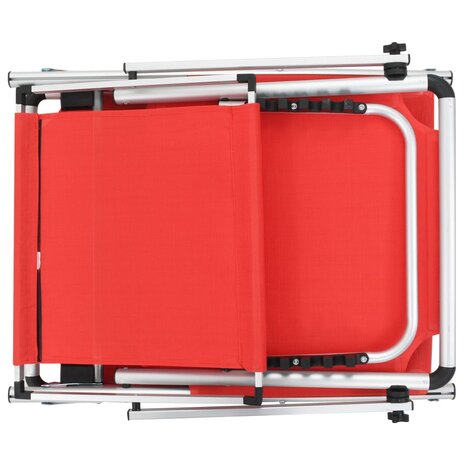 Ligbed inklapbaar met dak aluminium en textileen rood 5