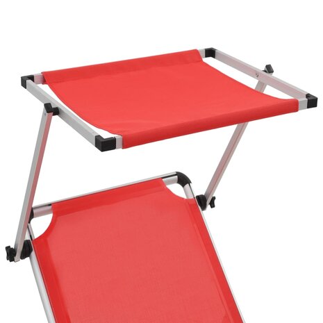 Ligbed inklapbaar met dak aluminium en textileen rood 6