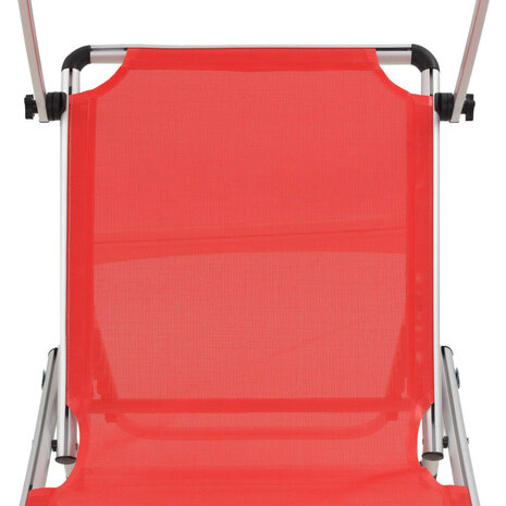 Ligbed inklapbaar met dak aluminium en textileen rood 7