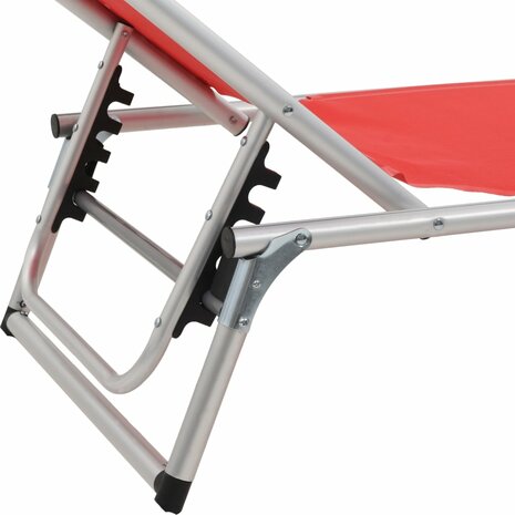 Ligbed inklapbaar met dak aluminium en textileen rood 8