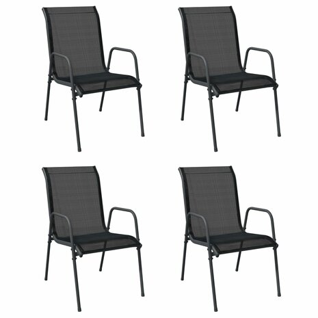 Tuinstoelen 4 st staal en textileen zwart 2