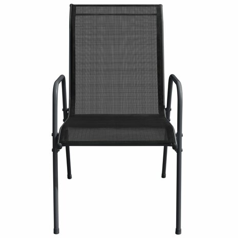 Tuinstoelen 4 st staal en textileen zwart 4