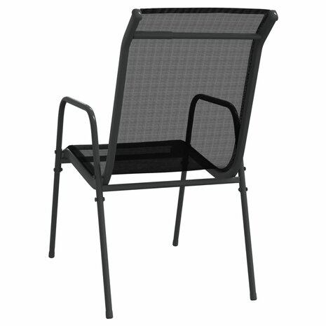 Tuinstoelen 4 st staal en textileen zwart 6