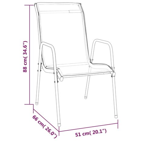 Tuinstoelen 4 st staal en textileen zwart 7