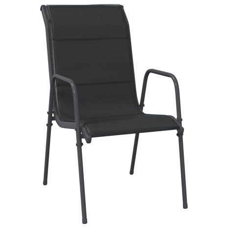 Tuinstoelen 2 st staal en textileen zwart 3