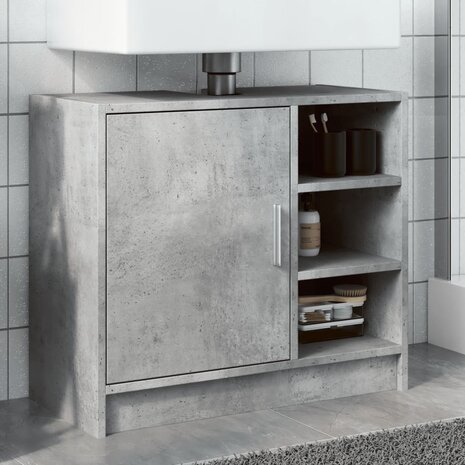 Wastafelkast 63x29x55 cm bewerkt hout betongrijs 1