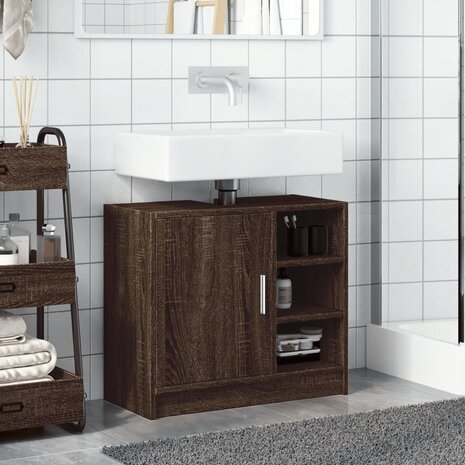 Wastafelkast 63x29x55 cm bewerkt hout bruin eikenkleurigig 3